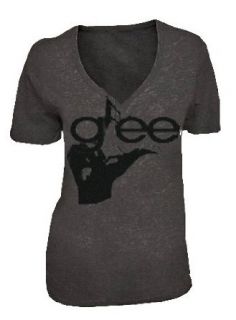 Glee Hand Charcoal Gray V Neck Acid Wash Juniors T shirt Tee Movie And Tv Fan T Shirts Clothing