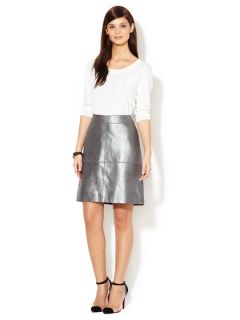 Metallic Leather Seamed Skirt by Pink Tartan