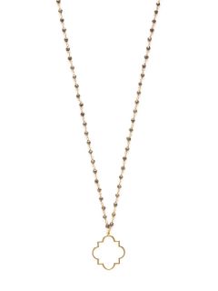 Gold & Pyrite Bead Open Clover Pendant Necklace by Soixante Neuf