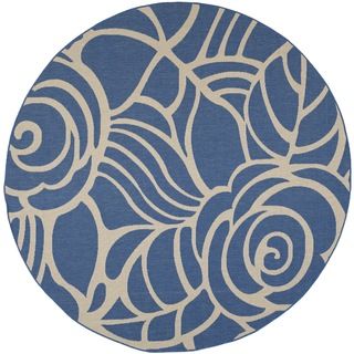 Safavieh Indoor/outdoor Courtyard Blue/beige Decorative Rug (710 Round)