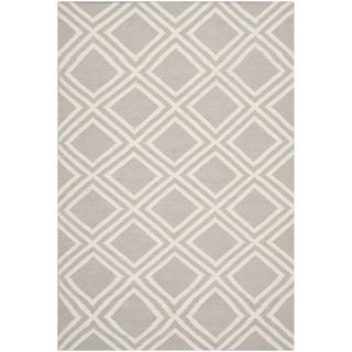 Safavieh Handwoven Moroccan Dhurries Contemporary Gray/ Ivory Wool Rug (5 X 8)