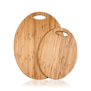 Adeco 2 piece 100 percent Natural Bamboo Oval Chopping Board Set