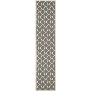 Safavieh Indoor/ Outdoor Courtyard Trellis pattern Anthracite/ Beige Rug (23 X 67)