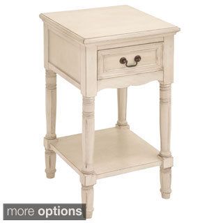 Casa Cortes Casa Cortes Antiqued White Solid Wood Night Stand Brown Size 1 drawer