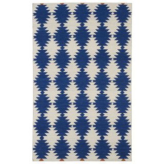 Flatweave Tribeca Blue Wordly Wool Rug (8 X 10)