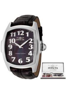 Invicta 0399  Watches,Mens Lupah Black Mother Of Pearl Dial Black Textured Leather, Casual Invicta Quartz Watches