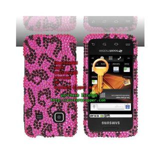 Pink Leopard Bling Gem Jeweled Crystal Cover Case for Samsung Galaxy Prevail SPH M820 Cell Phones & Accessories
