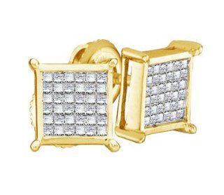 White Gold Princess Square Cut Channel Set Diamond Stud Earrings   9mm Height * 9mm Width (1/2 cttw) Jewelry