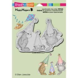 Stampendous Happyhopper Cling Rubber Stamp 5.5 X4.5 Sheet   Party Hats
