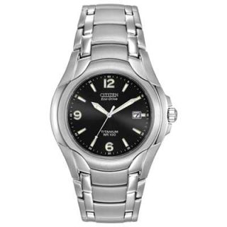 Mens Citizen Eco Drive™ Titanium Watch with Black Dial (Model