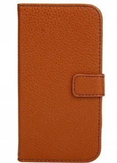Litchi Leather Case for Samsung Galaxy SIV S4 I9500 Brown Cell Phones & Accessories
