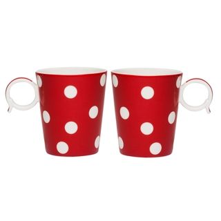 Freshness Dots Red And White 12 ounce Mug Set