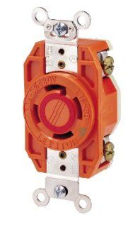 Leviton 2730 IG 30 Amp, 480 Volt  3PY, Flush Mounting Locking Receptacle, Industrial Grade, Isolated Ground, Orange   Electric Plugs  