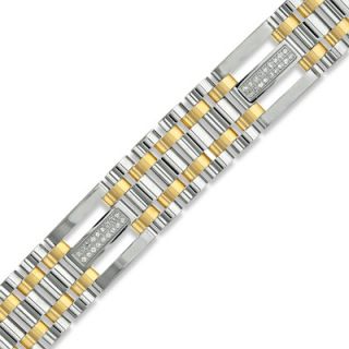 Mens 1/4 CT. T.W. Diamond Bracelet in Two Tone Stainless Steel   8.75