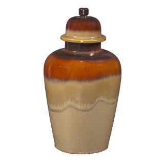 Large Glossy Mocha/ Merlot Ceramic Jar With Lid