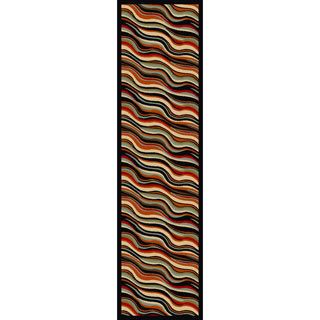 Contemporary Weaves Design Non skid Black Runner Rug (110 X 7)