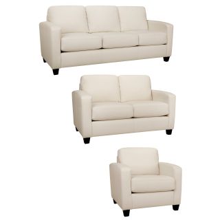 Bryce White Italian Leather Sofa, Loveseat And Chair