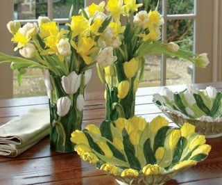 Ceramic Yellow Tulip Vase   Decorative Vases