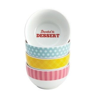 Cake Boss Patterns   Quotes Serveware 4 piece Porcelain Ice Cream Bowl Set