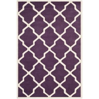 Safavieh Handmade Moroccan Chatham Purple/ Ivory Wool Area Rug (4 X 6)