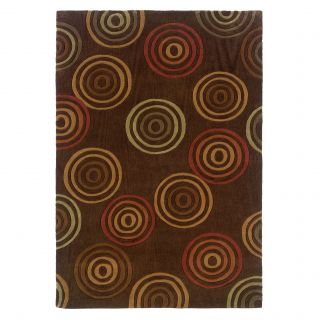 Trio Collection Multi Rings Brown Area Rug (2 X 3)