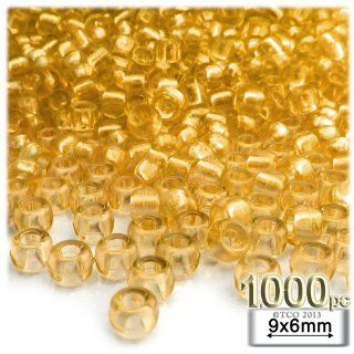 The Crafts Outlet 1000 Piece Round Plastic Transparent Pony Beads, 6 by 9mm, Sun Yellow