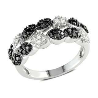 CT. T.W. Enhanced Black and White Diamond Double Row Ring in 14K