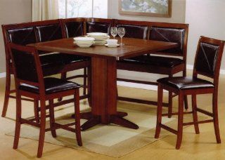 6pc Counter Height Dining Table & Stools Set Dark Brown Finish Furniture & Decor