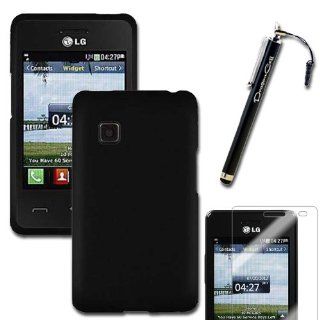 MINITURTLE(TM) LG 840G Tracfone   Black Rubberized Coasted Hard Protective Case Cover with Bonus Screen Protector Film and Large Stylus Capacitive Pen Cell Phones & Accessories