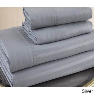 Hotel Cotton Sateen Luxury 300 Thread Count 4 piece Sheet Set Silver Size King