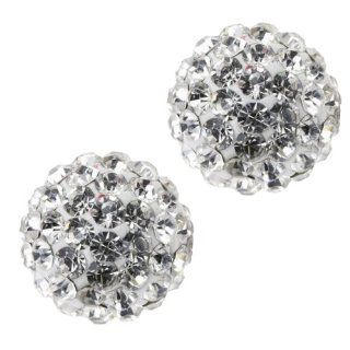 12mm Round Golden Yellow Color Pave Crystal Disco Ball Stud Earrings Jewelry