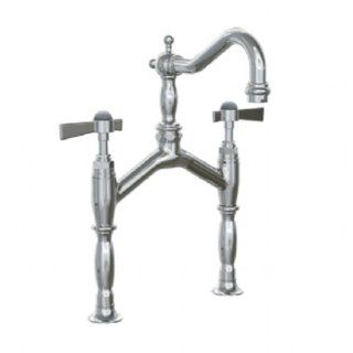 Jado 845/512/100 Savina Bridge Vessel Faucet with Lever Handle, Polished Chrome   Touch On Bathroom Sink Faucets  