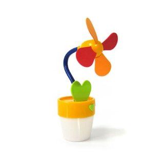 Yellow Flower Pot Soft Blades Quiet Usb Or Battery Operated Small Cooling Fan Flower Pot Light Computers & Accessories