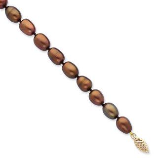 14k 7.5mm Chocolate Freshwater Cultured Pearl Bracelet   7.25 Inch   JewelryWeb Jewelry