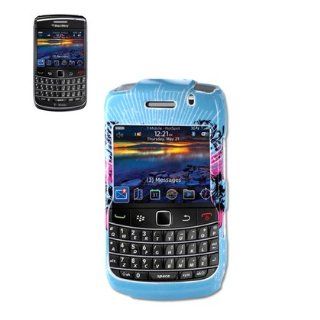 New Fashionable Perfect Fit Design Hard Protector Skin Cover Cell Phone Case for BlackBerry Bold 9700 AT&t ,T Mobile   Blue Skull Cell Phones & Accessories