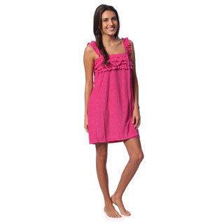 Aegean Apparel Aegean Apparel Womens Fuchsia Knit Terry Ruffled Shower Wrap Pink Size S (4  6)