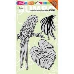 Stampendous Jumbo Cling Rubber Stamp 5 X9   Parrot