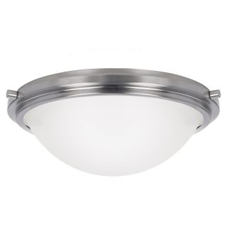 Winnetka 2 light Brushed Nickel Flush Fixture With Satin Etched Glass