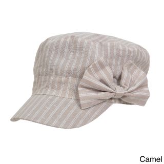 Magid Magid Cotton Canvas Striped Cadet Hat With Bow Beige Size One Size Fits Most