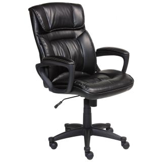 Serta Smooth Black Executive Puresoft Faux Leather Office Chair