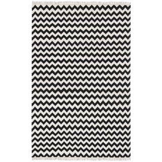 Hand Woven Black Electro Wool Flat Weave Rug (9 X 12)