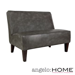 Angelohome Dover Renu Leather Charcoal Gray Settee