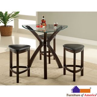 Furniture Of America Furniture Of America Xani 4 piece Modern Tempered Glass Counter Height Table Set Espresso Size 4 Piece Sets