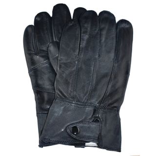 Samtee Mens Black Leather Gloves With Snap Closure