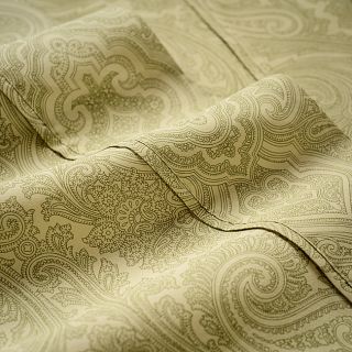 Home City Inc. Italian Paisley 600 Thread Count Cotton Blend Sheet Set And Pillowcase Separates Green Size California King