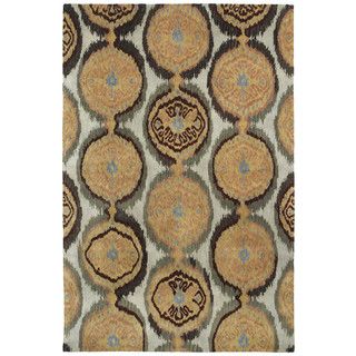 Swanky Beige Ikat Damask Wool Rug (8 X 11)