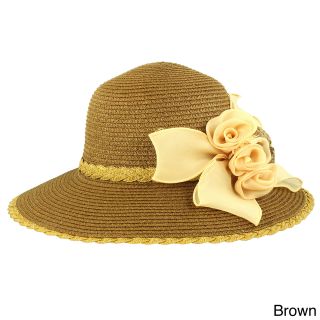 Faddism Faddism Stylish Women Summer Straw Hat With Removable Floral Ornament Brown Size One Size Fits Most