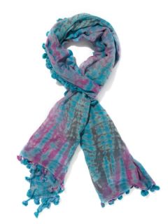 Silk Cotton Tie Dye Scarf 80" x 28" by La Fiorentina