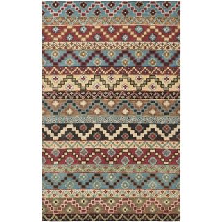 Isaac Mizrahi By Safavieh Calico Stripe Blue/ Multi Wool Rug (4 X 6)