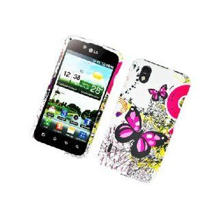 LG Marquee LS855 LG855 Ignite 855 Majestic US855 L85C White Pink Butterfly Cover Case Cell Phones & Accessories